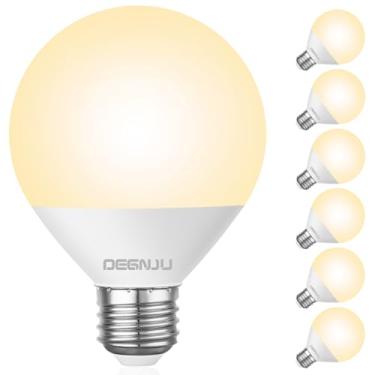 Imagem de DEGNJU Lâmpadas LED para banheiro, equivalente a 60 W, branco suave, 800 lúmens, globo G25 para espelho de maquiagem, formato redondo, 7W, 120 V, não regulável, pacote com 6