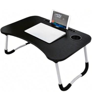 Imagem de Mesas Dobráveis portátil para colocar laptop dormitório quarto multi cena uso(Preto)