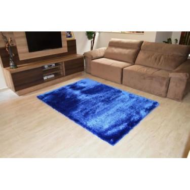 Imagem de Tapete Elsa Retangular Shaggy 66x120 cm Azul