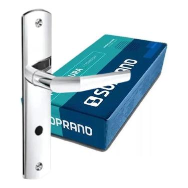 Imagem de 2X Fechadura Banheiro Alavanca Popline Inox Soprano