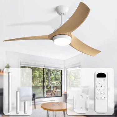 Imagem de Sofucor Ventiladores de teto de 52 polegadas com controle remoto de luzes, ventilador de teto externo moderno com luz, fluxo de ar 6000 CFM 3 CCT regulável, 3 temporizadores, ABS, 3 lâminas, motor CC