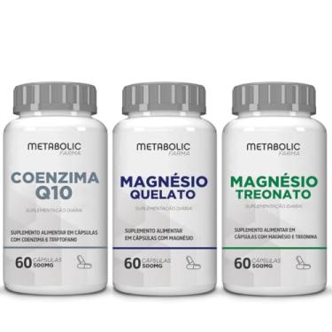 Imagem de Magnesio Treonato + Quelato Bisglicinato + Coenzima Q10 500Mg 180 Cápsulas - Metabolic Farma