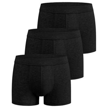 Imagem de Battewa Cueca boxer masculina lavável reutilizável à prova de vazamento, absorvente de mosca, 50 ml para controle da bexiga, vazamentos leves, suor pesado, pacote com 3 (4GG, preto)