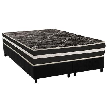 Imagem de Cama Box Queen: Colchão Ortopédico Paropas D28 AG80 Master Black Double Face + Base CRC Suede Black (158x198)