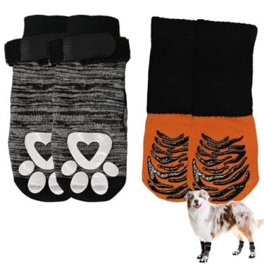 Imagem de NESSICURE 5 pares de meias antiderrapantes para cães, protetores de patas com alças ajustáveis para evitar lamber patas, botas longas impermeáveis para cães para pisos de madeira e estradas quentes (3