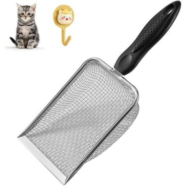 Imagem de Pazinha Higiênica De Areia Para Gatos - Pá Higiênica Para Caixa De Areia - Peneira de Areia para Gatos e Substratos - Pá Higiênica - Colheres de areia- Peneira para Animais - Pazinha - Inox