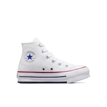 Imagem de Converse Tênis feminino Chuck Taylor All Star Eva Lift cano alto, Branco/granada/azul marinho, 10.5 Little Kid