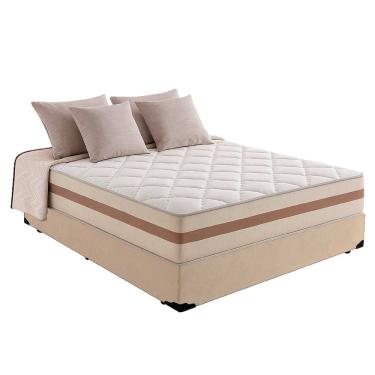 Imagem de Cama Box Casal 138 Suede Bege Com Colchão Pillow Angel Molas Ensacadas 62x138x188