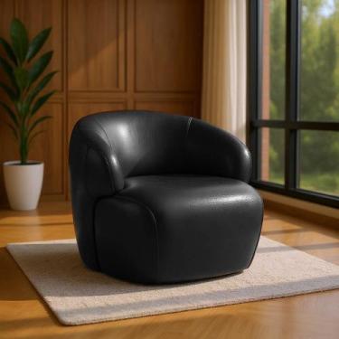 Imagem de Poltrona de Couro Legítimo Giratória Gana - LEME MOVELARIA