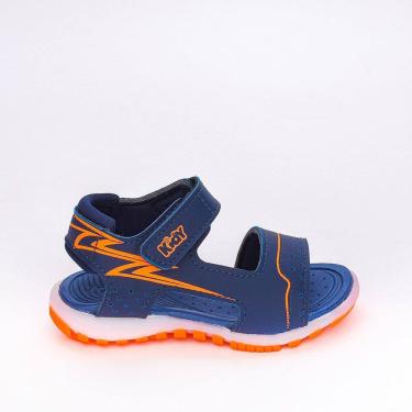 Imagem de Sandália Papete Masculina Led Kidy Marinho e Laranja Neon