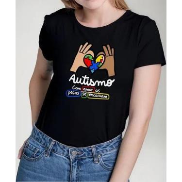 Imagem de Camiseta Camisa Adulto Feminina Masculina Algodão Campanha Abril Azul 