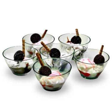 Imagem de Jogo 6 Tigelas Acrílica Cozinha Sobremesa 350 ml Individual Doce Sorve