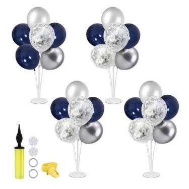 Imagem de Conjunto de suporte de balão ZJDHPTY Silver Blue para decorações de fe