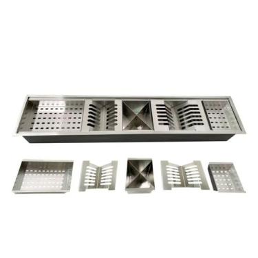 Imagem de Calha Canal Organizador Escorredor Gourmet Úmida Inox 90cm - STILLUS H