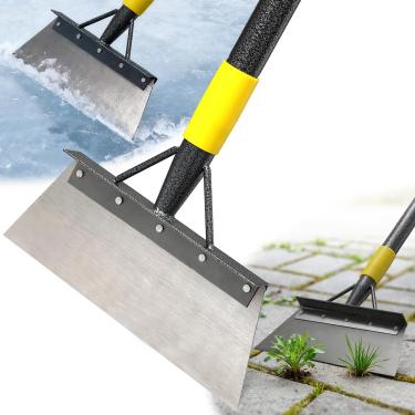 Imagem de Cortador de gelo com pá de neve, ferramenta raspadora de ervas daninhas, pá plana multifuncional para limpeza de jardim, raspador de piso de 188 cm, pá de metal resistente para bordas de gramado