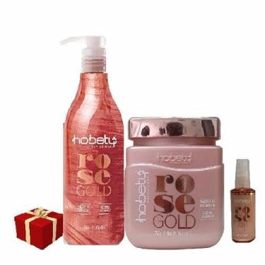 Imagem de Kit Hobety Rose Gold Shampoo 750Ml Mascara 750Gr Serum 60Ml