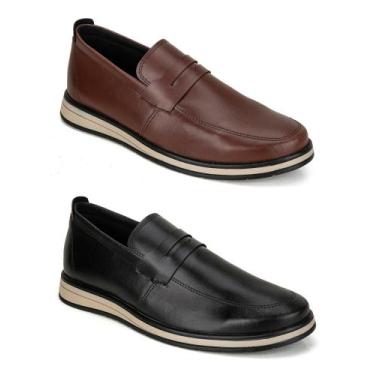 Imagem de Kit 2 Sapato Social Masculino Mocassim Estiloso Loafer Elegante Tenden