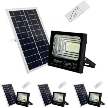 Imagem de Kit 4x Refletor Solar Fotocélula LED 100W 6500K IP66 Placa Avulsa + Controle