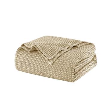 Imagem de Talasily Cobertor Queen Size 100% algodão para cama - Roupa de cama leve e respirável para todas as estações - Cobertor de trama waffle macio, lavável na máquina, marrom quente, 224 x 232 cm