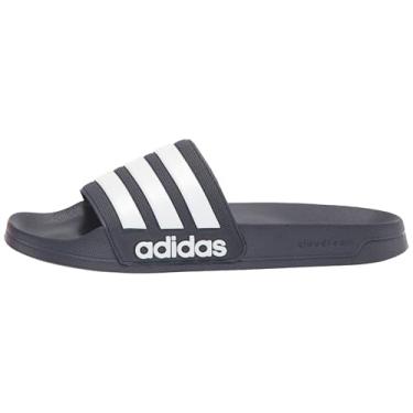 Imagem de adidas Sandália de chuveiro unissex Adilette para adultos, Tinta lendária/branca/tinta lendária, 5 Women/4 Men