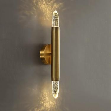 Imagem de Luminárias de parede para sala de estar Luminária de parede de cobre Luminária de parede de cristal Luminária de cabeceira LED Luminária de parede interna de 18 W 3000 K Luminária de parede