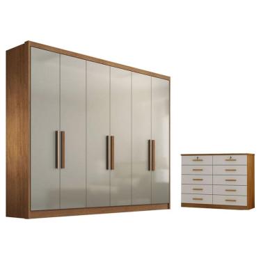 Imagem de Guarda Roupa Casal Linea e Gaveteiro Milão com Chave Cumaru 25 Fendi - Novo Horizonte