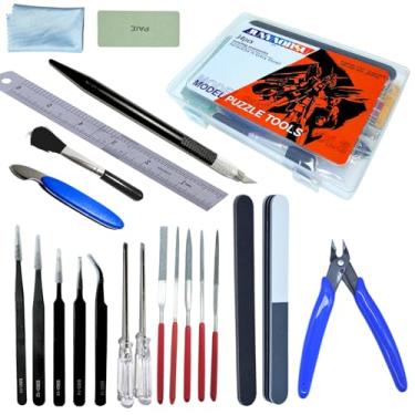 Imagem de JUNYAOHSU Gundam Model Tools Kit, 34pcs Hobby Tool Set, Pliers, Separator, Files, Screwdriver, Tweezers, Polishing Strip, Graver, Blades for Buildings, Gundam, Robots Models Minature