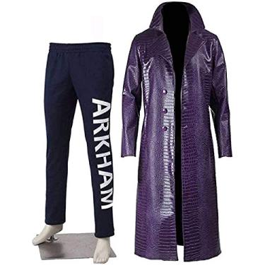 Imagem de Alamodetrend Fantasia de Coringa do Ano Crocodilo Trench Coat de Couro Texturizado com Calças Azul Marinho de Algodão Natural (Grande e Alto) (2GG)