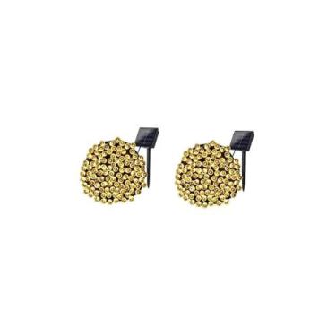 Imagem de Guirlanda de Natal com luzes solares de 10 m, 100 LEDs quentes, pacote