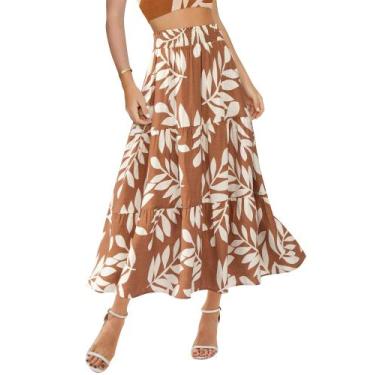 Imagem de Saia BTFBM com estampa floral Midi Maxi para mulheres, verão 2025