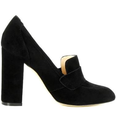 Imagem de Sapatos femininos MOOMMO de salto alto, bico redondo, camurça preta