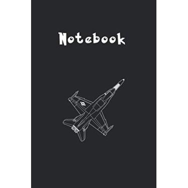 Imagem de Notebook: Fa18 Hornet Super Hornet Growler Fighter Jet Medium Size 6in x 9in x 129 Pages White Paper Blank Journal Notebook with Black Cover For Kids Or Family