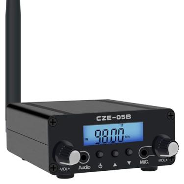 Imagem de BaseWish Transmissor FM de longo alcance de 0,5 W 0,1 W com LCD e cabo de áudio de 3,5 mm - ideal para eventos de igreja, escola e supermercado, shows de luzes e exibição de fogos de artifício - preto