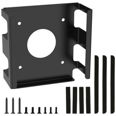 Imagem de Suporte mini M4 sob a mesa, suporte de parede para dispositivo pequeno ou suporte VESA atrás do monitor, mini suporte de aço sob a mesa com tiras de absorção de choque, VESA montado na parede