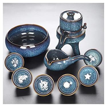 Imagem de Conjunto de chá estilo europeu conjunto de chá de cerâmica semiautomático bule de chá xícara de chá chinês retro conjunto de chá semiautomático festa casa 6 xícaras conjunto de bule de chá (tamanho: D