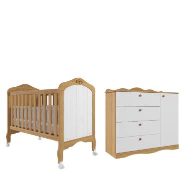 Imagem de Quarto Bebe Berço e Cômoda Permobili Harmonia Encanto MDF