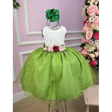 Imagem de Vestido Juvenil Vila Lele Ivete Peito Off e Saia Verde - Elegante e So