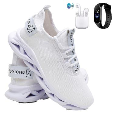 Imagem de Tênis Esportivo Para Corrida Caminhada Super Leve e Confortável + Fone + Rélogio-Masculino