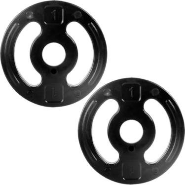 Imagem de Kit 2 Anilhas Emborrachadas Injetadas 1kg 31mm Para Halteres E Barras de Academia E Musculação