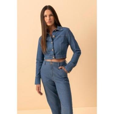 Imagem de Jaqueta Jeans Cropped Com Botões E Elastano-Feminino