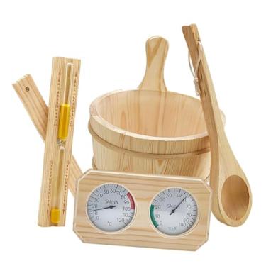 Imagem de Baoblaze Conjunto de acessórios para sauna Balde 4L Presentes profissionais Termômetro higrômetro concha versátil para banheiro Piscina Banheira