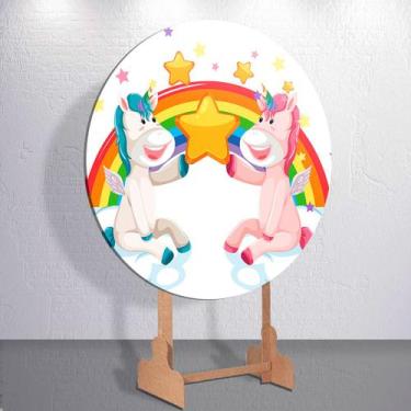 Imagem de Capas Painel Sublimadas Redondo Para Festa Infantil Estilo Unicórnio M
