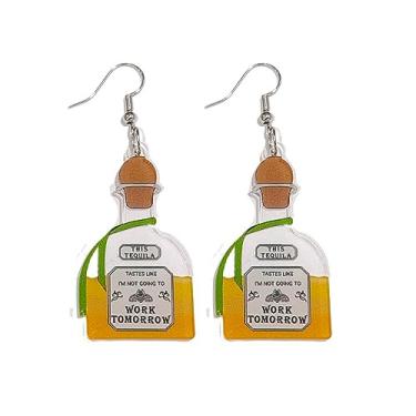 Imagem de Brincos de garrafa de cerveja de acrílico simulação de copo de vinho brincos de uísque tequila vodka garrafa gota brincos pendentes joias criativas de festa para mulheres, Small, Acrílico, Sem pedra preciosa