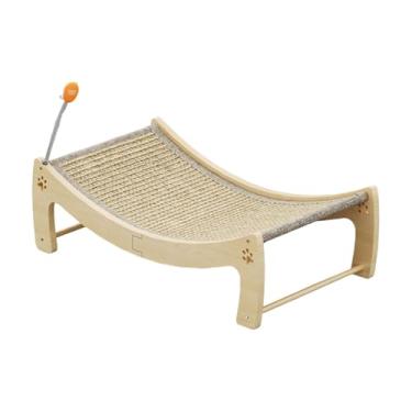 Imagem de KiBcsLic Arranhador de gato de sisal 2 em 1 e sofá de descanso resistente à queda para todas as estações, brinquedo de treinamento com garras reutilizável, 63x33x20cm