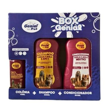 Imagem de Kit Genial Pet Cães e Gatos - Shampoo 500ml + Condicionador 500ml + Perfume Cereja e Avelã