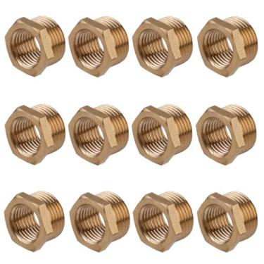Imagem de 12pçs 3/8 Polegada a 1/4 Polegada NPT Fêmea Redutora Bucha Sextavada, Bucha Sextavada Redução Latão Resistente Adaptador Conexão Roscada para Encanamento Sistemas Hidráulicos a Gás