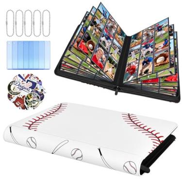 Imagem de COAZEX Fichário de cartão de beisebol com 9 bolsos, 540 bolsos, fichário para cartões colecionáveis com design de exibição de cartão, fichário esportivo com mangas, compatível com Topps Baseball Cards