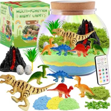 Imagem de Kit de terrário de dinossauros para crianças - Brinquedos de dinossauro com iluminação noturna de LED para meninos de 4 a 8 anos, presente de aniversário DIY para crianças de 4 a 5 6 7 8 9 10 anos de