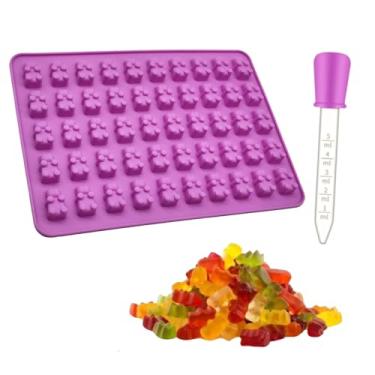 Imagem de Molde Silicone Ursinhos Bala Gelatina Doces 50 cavidades Forma Mini Urso