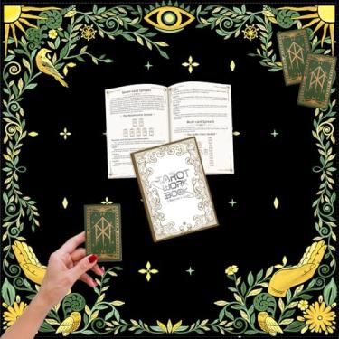 Imagem de Tirmanaz Altar Cloth with Tarot Journal Set, 27.6 X 27.6 Inch Divination Cloth Spread Mat & 48Page Witch Tarot Guide Planner for Beginner Witchcraft Spiritual Magic Rituals